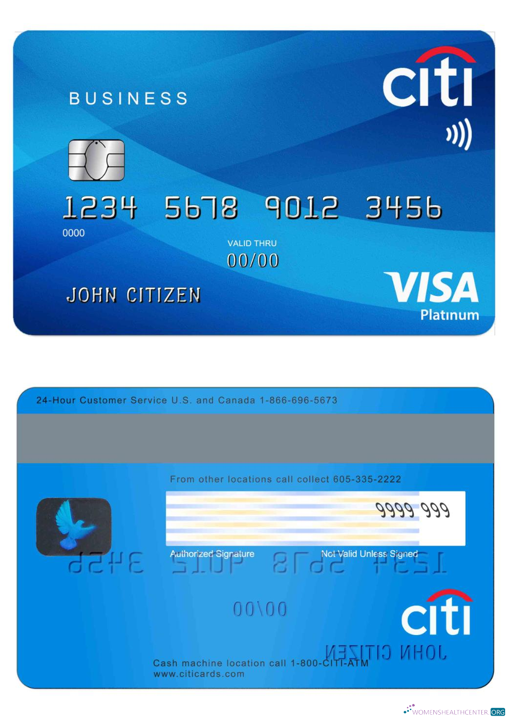 Professionelle Herunterladen USA Citibank Visa Platin Karte Photoshop Vorlage