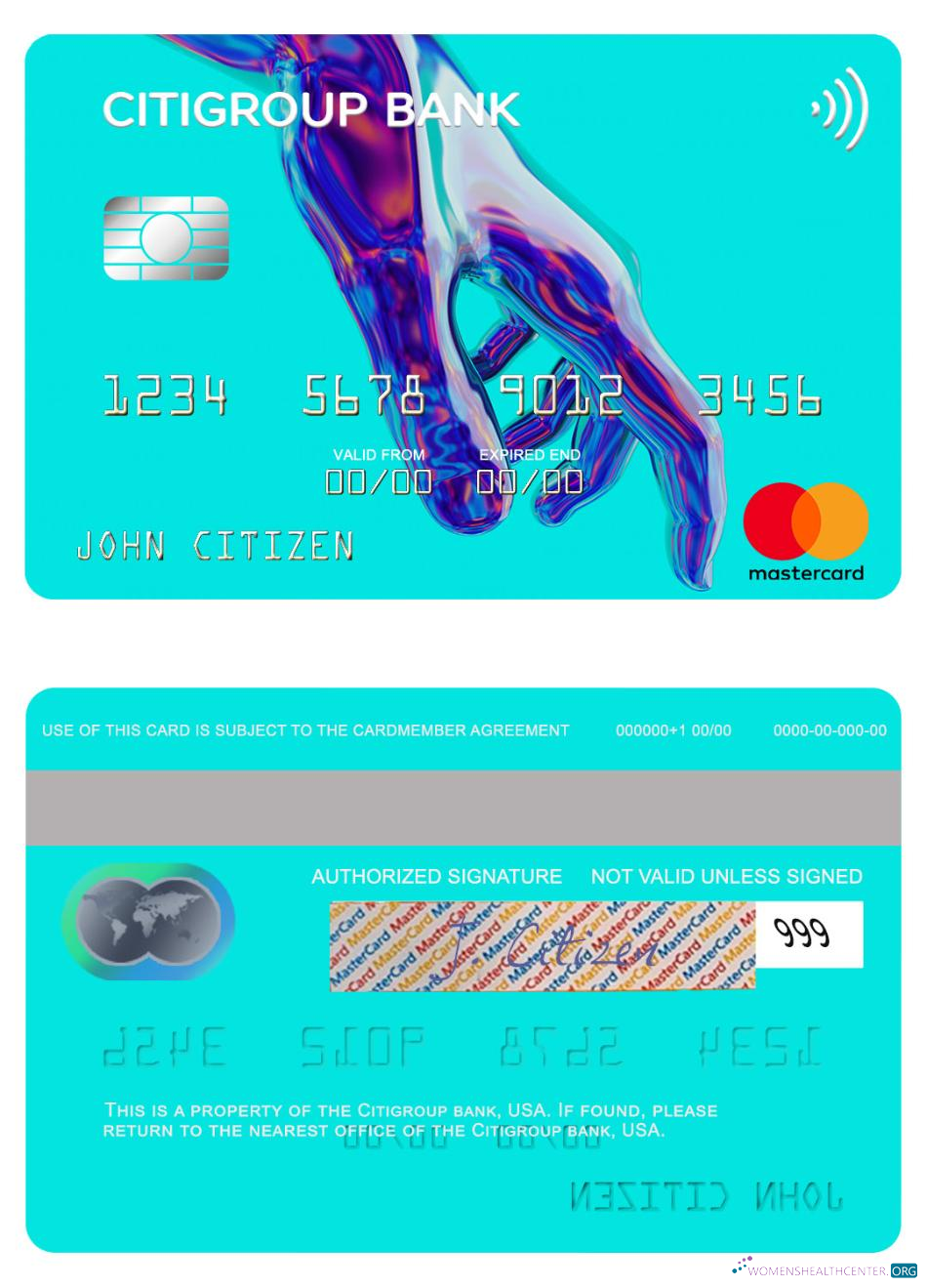 Premium Herunterladen USA Citigroup Bank Mastercard Photoshop Vorlage