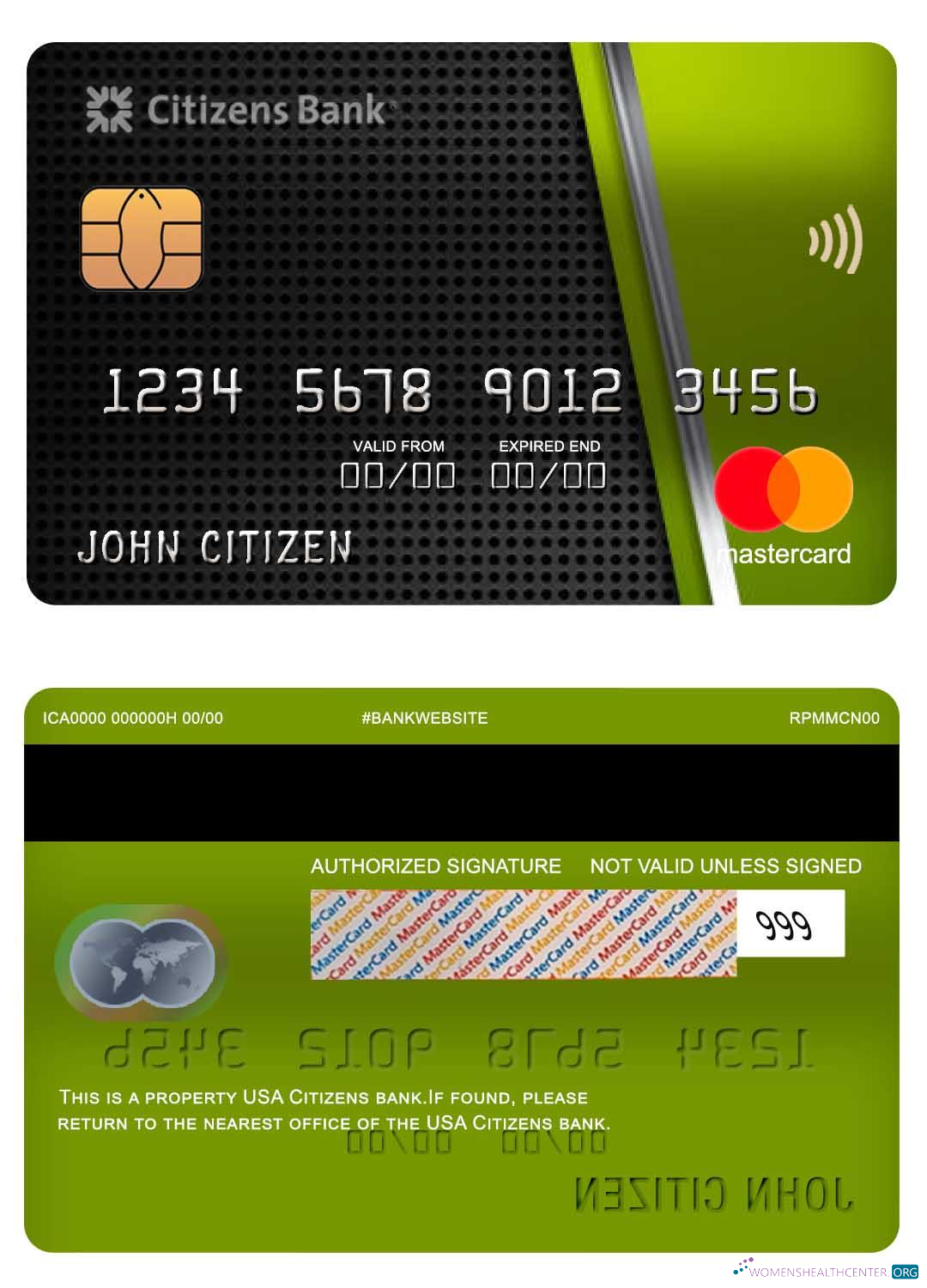 Professionelle Herunterladen USA Citizens Bank Mastercard Photoshop Vorlage
