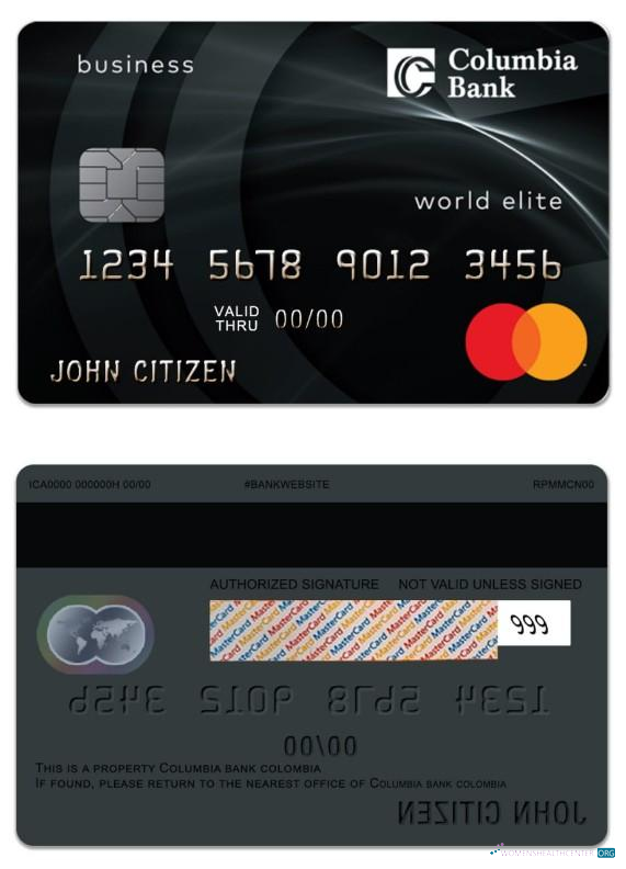 Professionelle Herunterladen USA Columbia Bank Mastercard Geschäftlich Platin Photoshop Vorlage