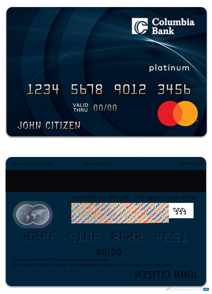 Realistische Herunterladen USA Columbia Bank Mastercard Platin Photoshop Vorlage