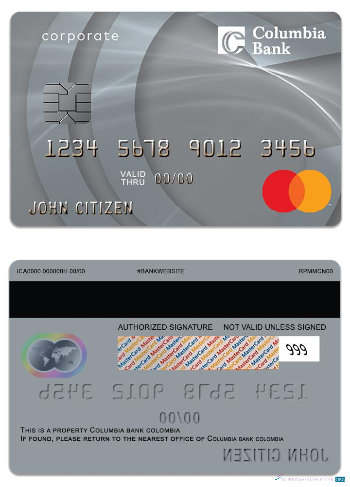 Premium Herunterladen USA Columbia Bank Mastercard Kommerziell Kredit Karte Photoshop Vorlage