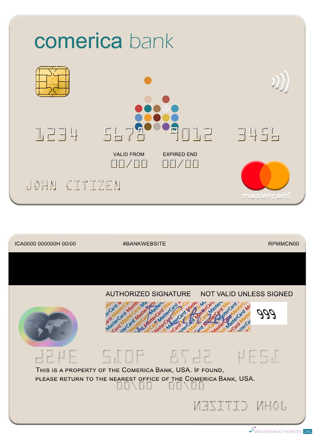 Hochwertige Herunterladen USA Comerica Bank Mastercard Photoshop Vorlage
