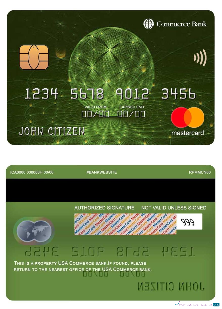 Realistische Herunterladen USA Commerce Bank Mastercard Photoshop Vorlage