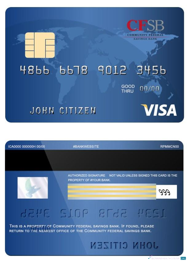 Professionelle Herunterladen USA Community Föderal Sparkonto Bank Visa Karte Photoshop Vorlage