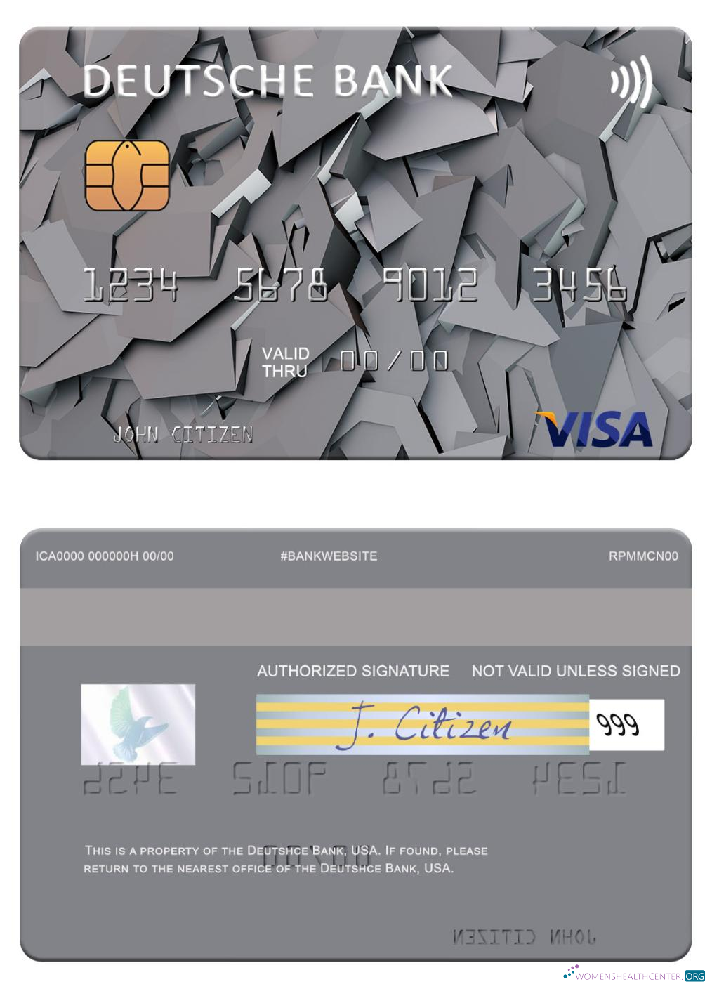 Premium Herunterladen USA Deutsche Bank Visa Karte Photoshop Vorlage