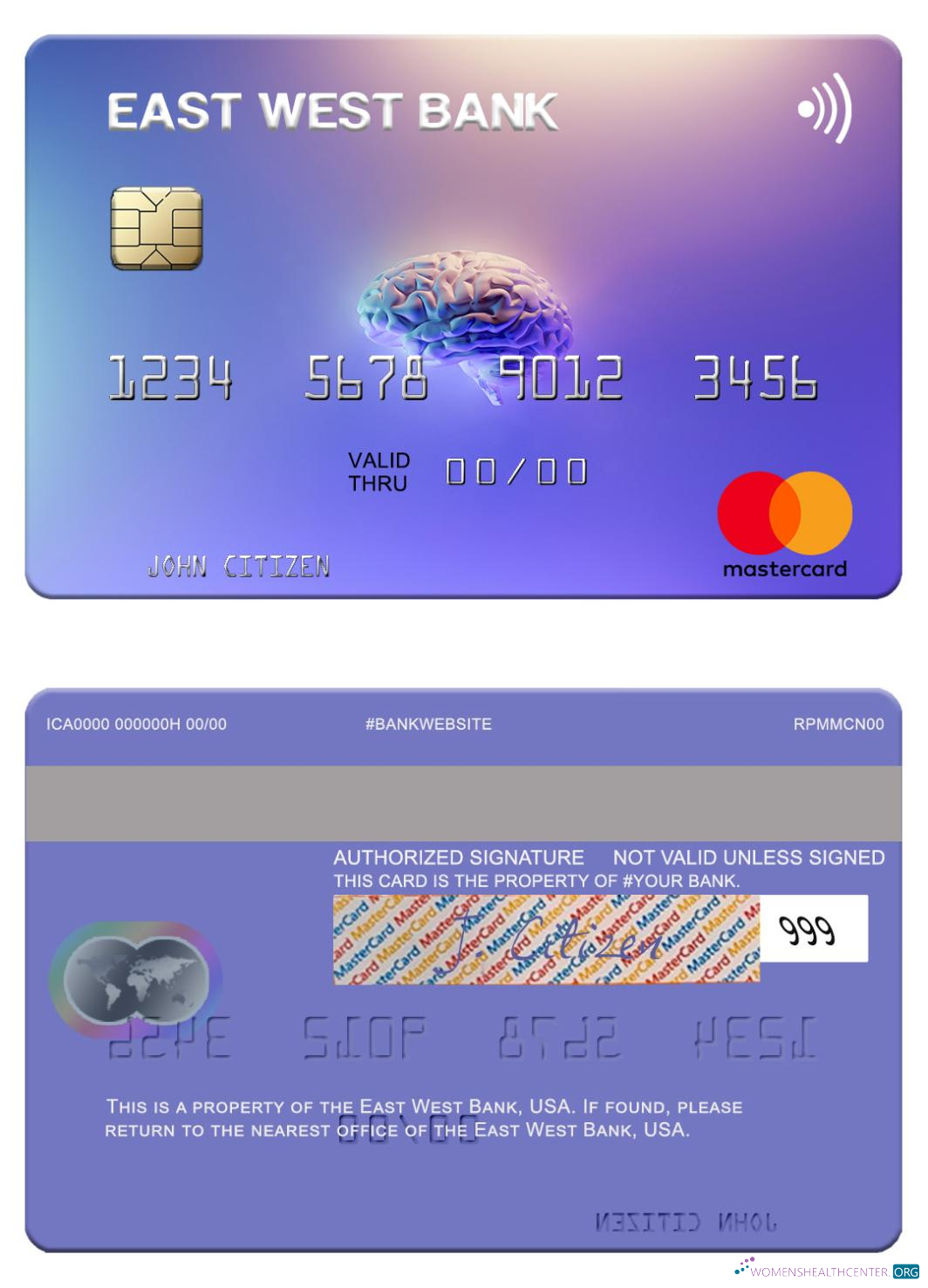 Realistische Herunterladen USA Ost West Bank Mastercard Photoshop Vorlage
