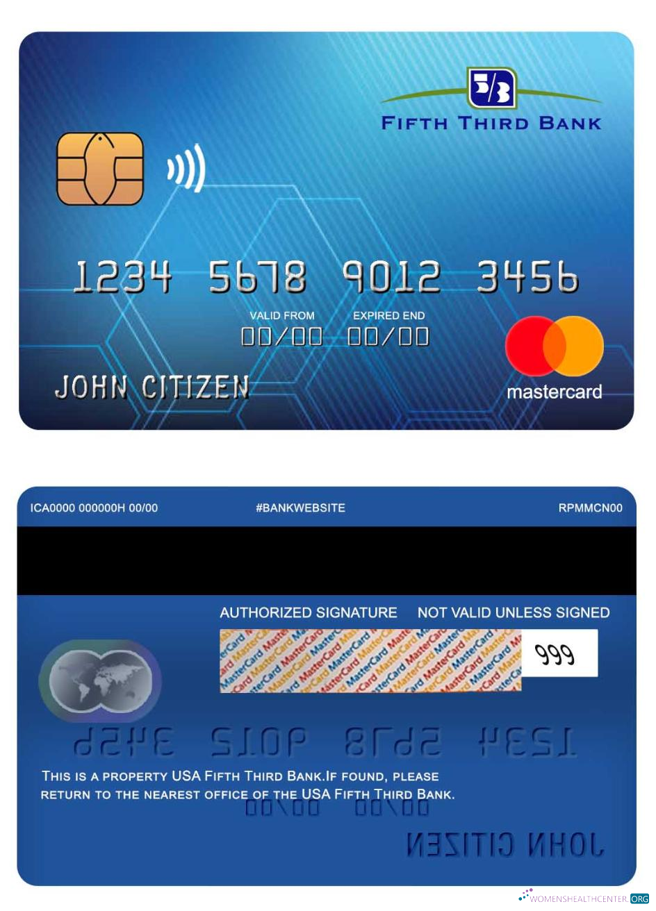 Realistische Herunterladen USA Fifth Dritte Bank Mastercard Photoshop Vorlage