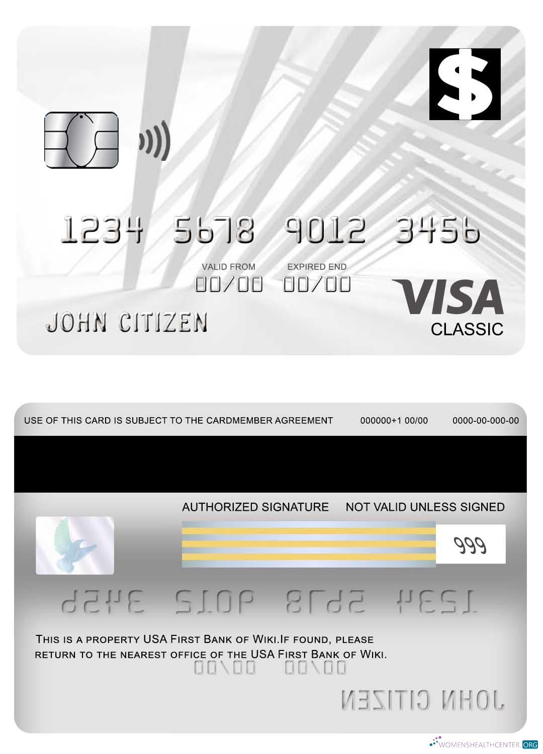 Editierbare Herunterladen USA Erste Bank von Wiki Visa Classic Karte Photoshop Vorlage
