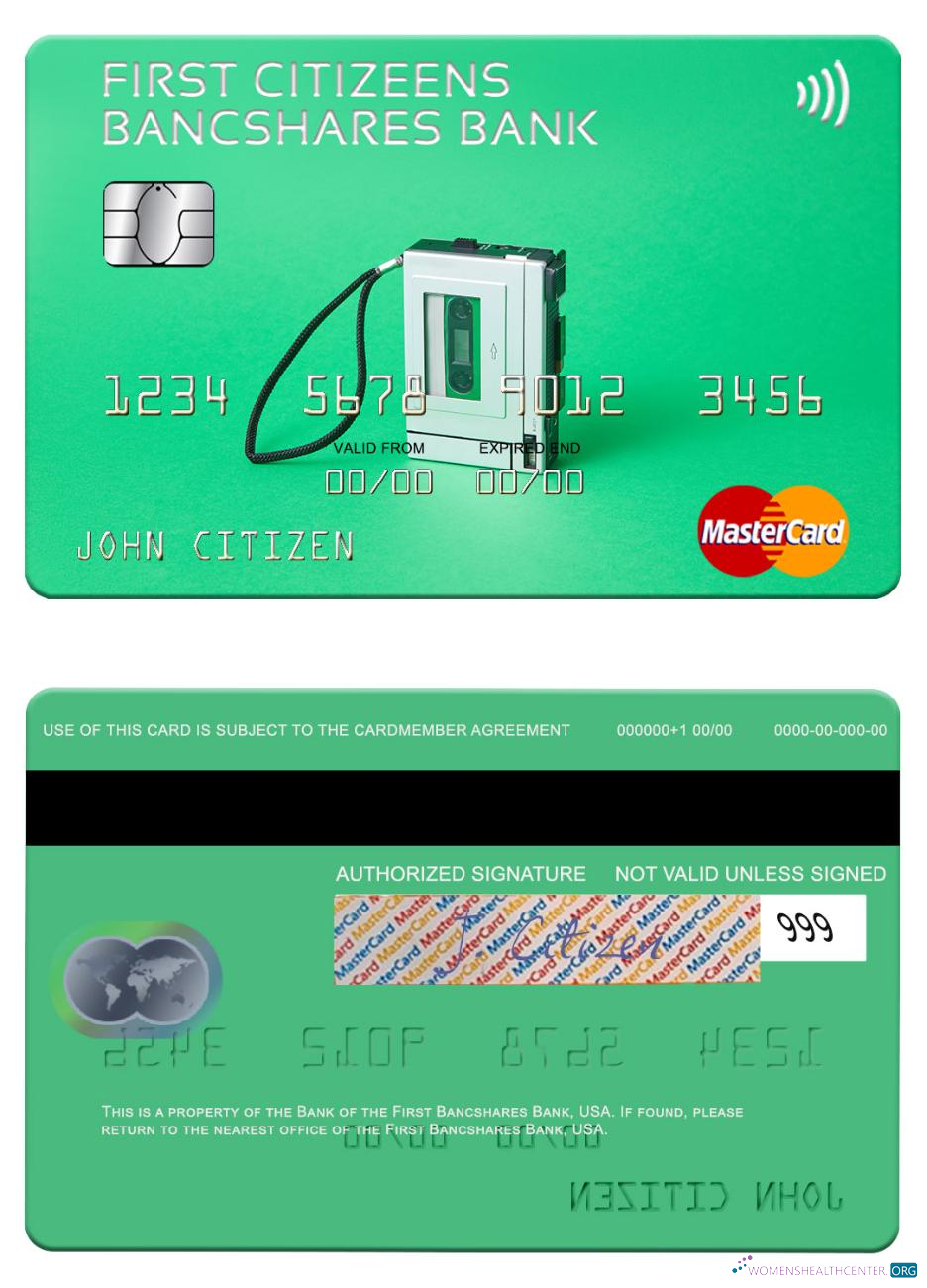 Realistische Herunterladen USA Erste Citizens BancShares Bank Mastercard Photoshop Vorlage