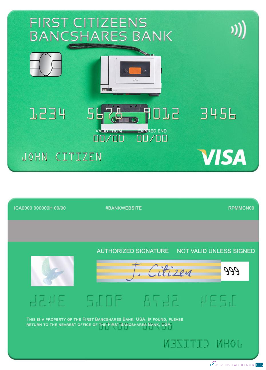 Hochwertige Herunterladen USA Erste Citizens BancShares Bank Visa Karte Photoshop Vorlage
