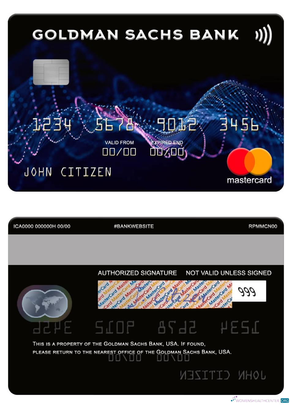 Hochwertige Herunterladen USA Goldman Sachs Bank Mastercard Photoshop Vorlage