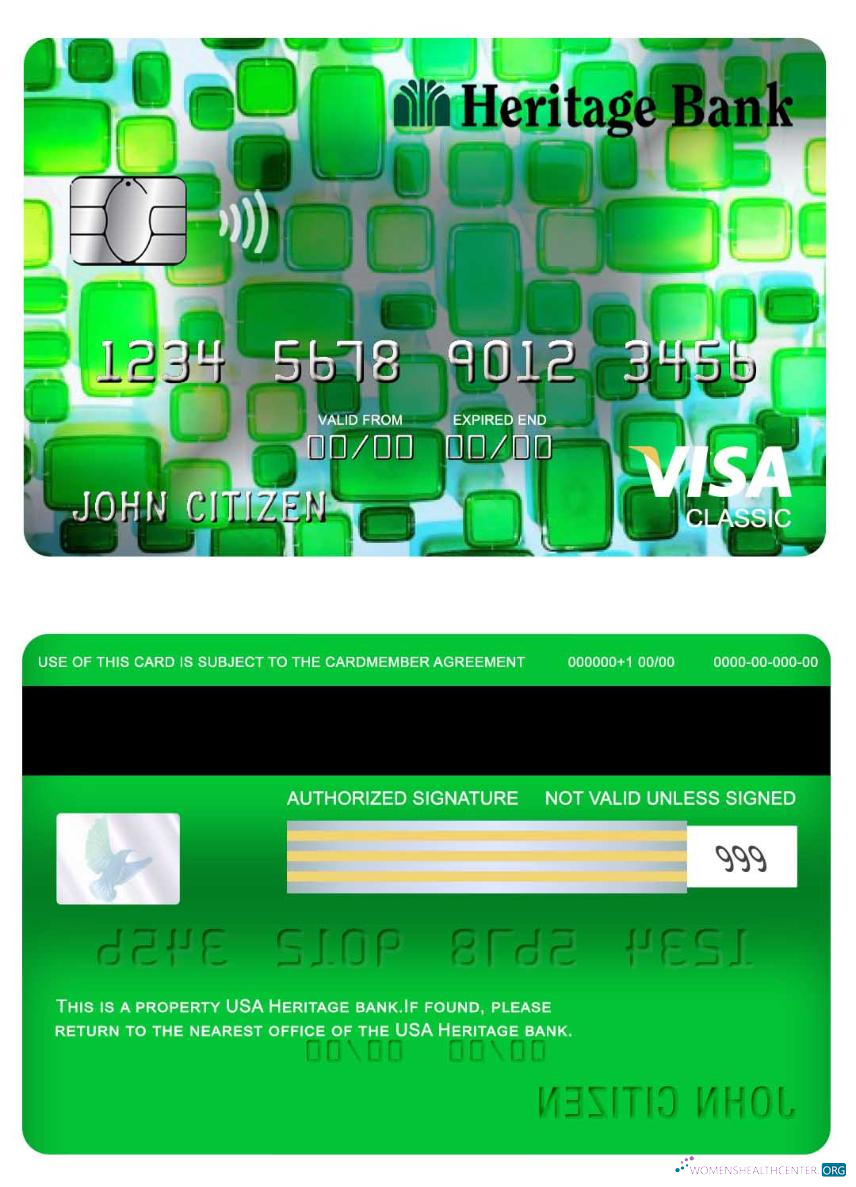 Premium Herunterladen USA Heritage Bank Visa Classic Karte Photoshop Vorlage