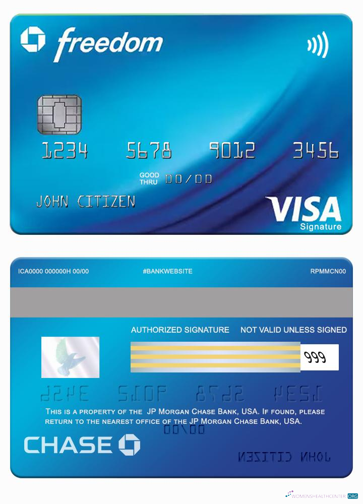 Hochwertige Herunterladen USA JP Morgan Chase Bank Freedom Visa Signature Karte Photoshop Vorlage