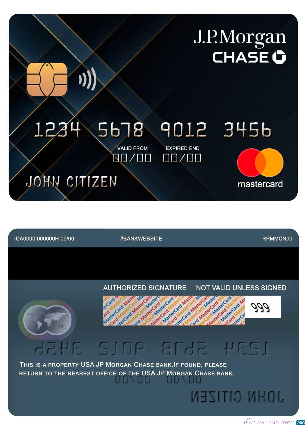 Hochwertige Herunterladen USA JP Morgan Chase Bank Mastercard Photoshop Vorlage