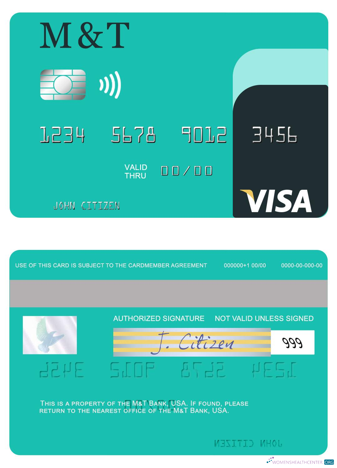 Professionelle Herunterladen USA M&T Bank Visa Karte Photoshop Vorlage