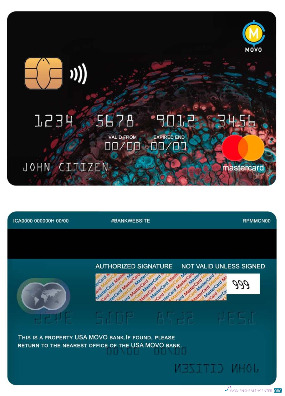 Professionelle Herunterladen USA MOVO Bank Mastercard Photoshop Vorlage
