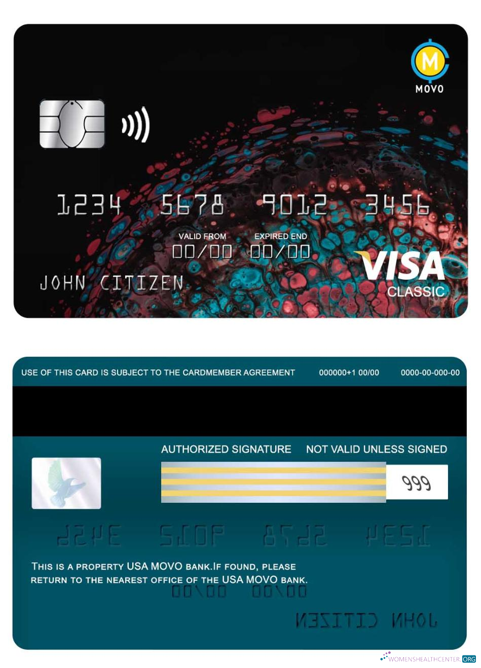 Hochwertige Herunterladen USA MOVO Bank Visa Classic Karte Photoshop Vorlage