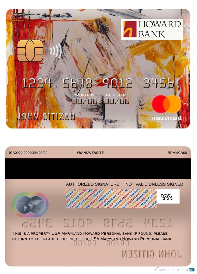 Professionelle Herunterladen USA Maryland Howard Personal Bank Mastercard Photoshop Vorlage
