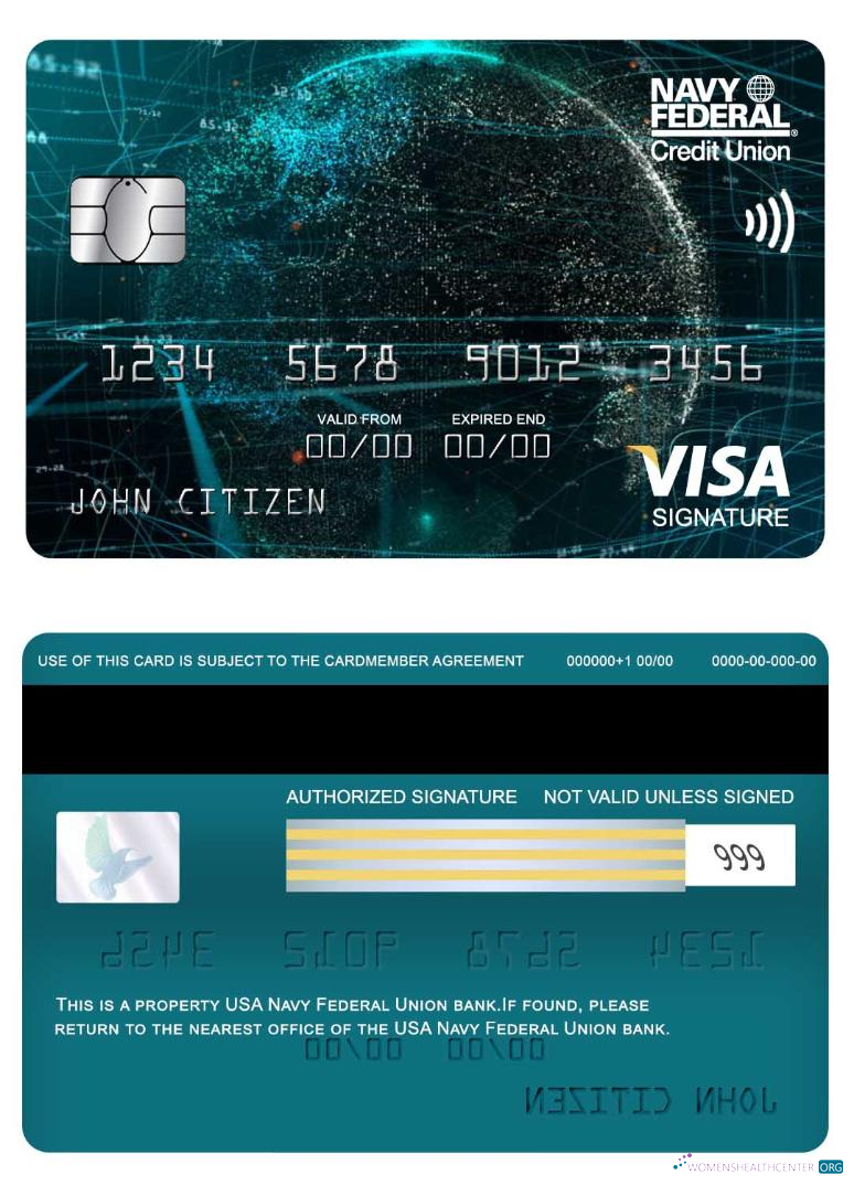 Realistische Herunterladen USA Navy Föderal Union Bank Visa Signature Karte Photoshop Vorlage