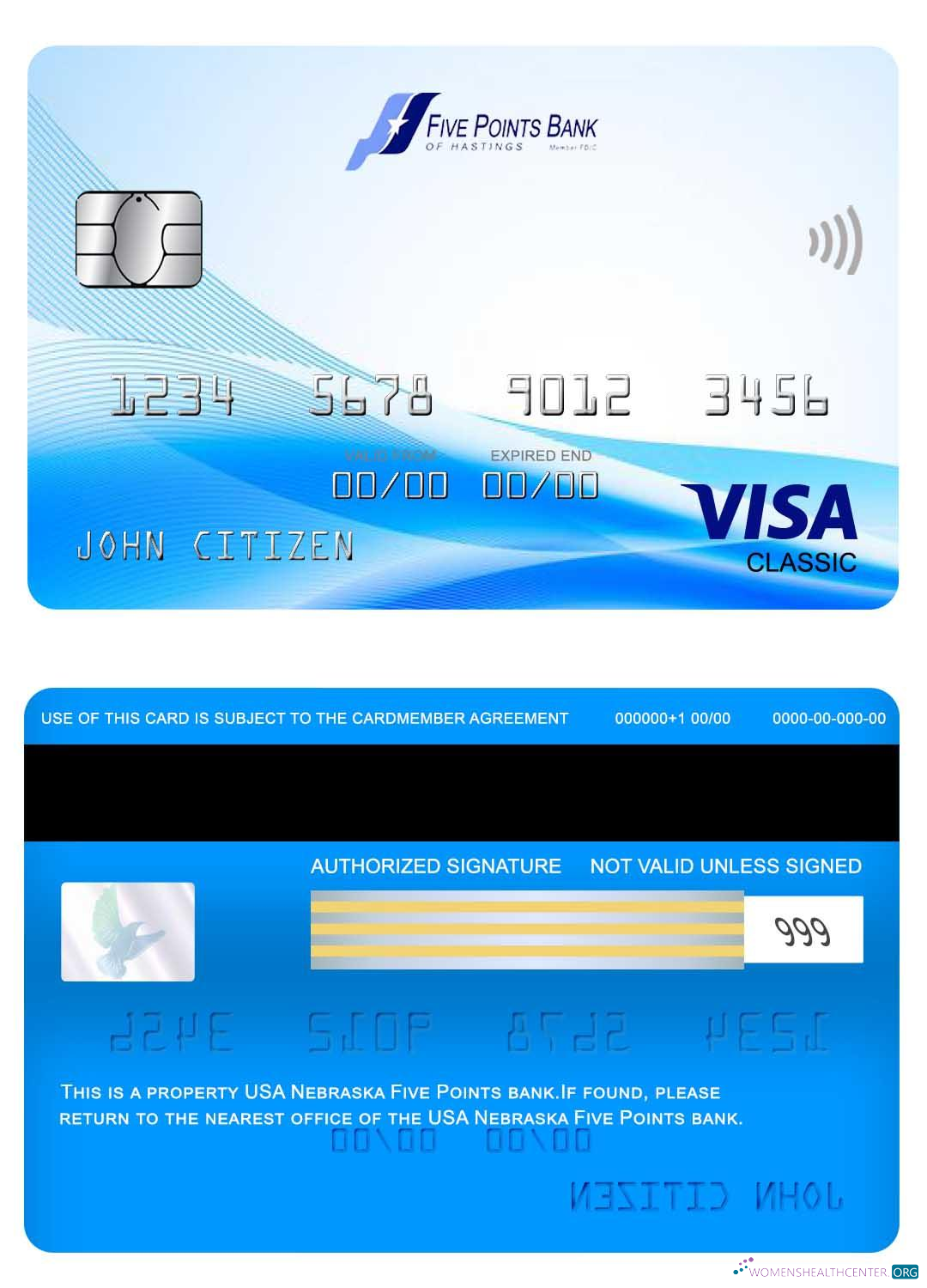Premium Herunterladen USA Nebraska Five Points Bank Visa Classic Karte Photoshop Vorlage