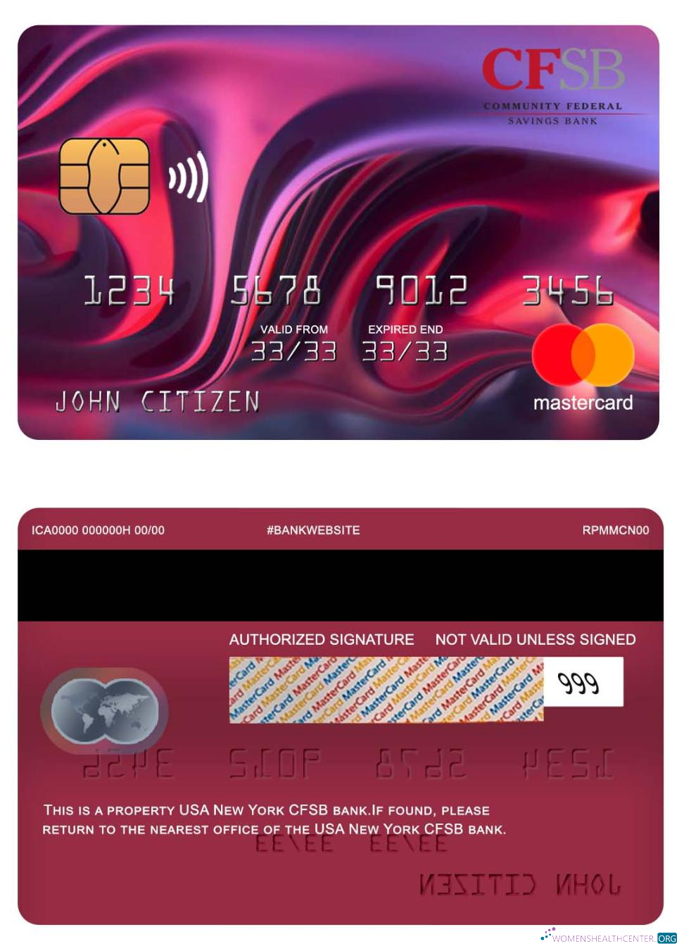 Editierbare Herunterladen USA Neu York CFSB Bank Mastercard Photoshop Vorlage