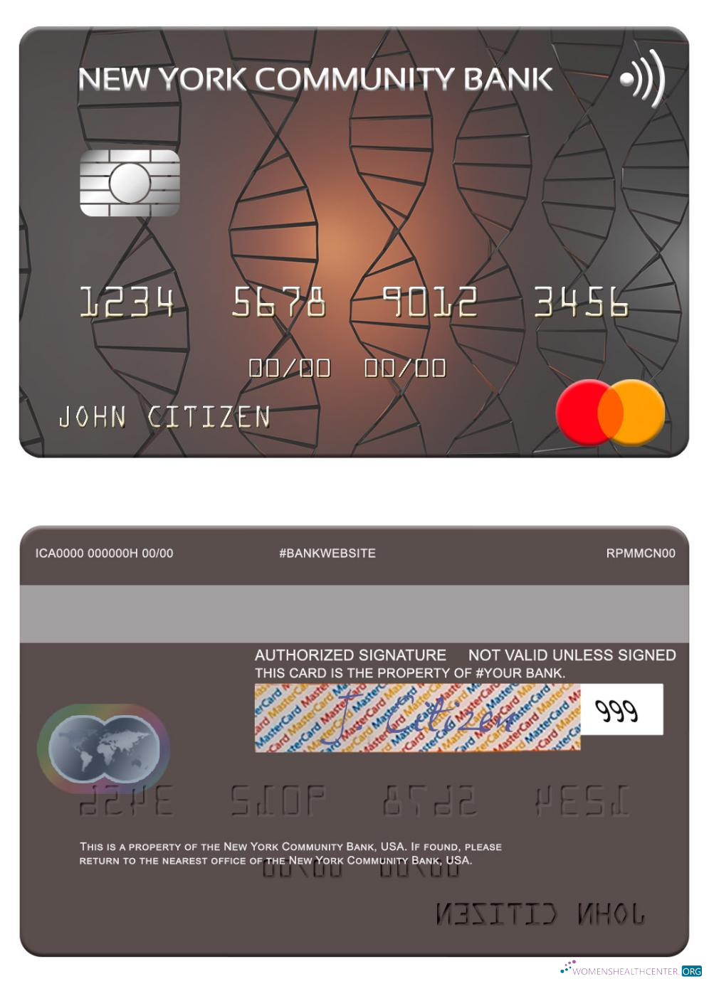 Professionelle Herunterladen USA Neu York Community Bank Mastercard Photoshop Vorlage