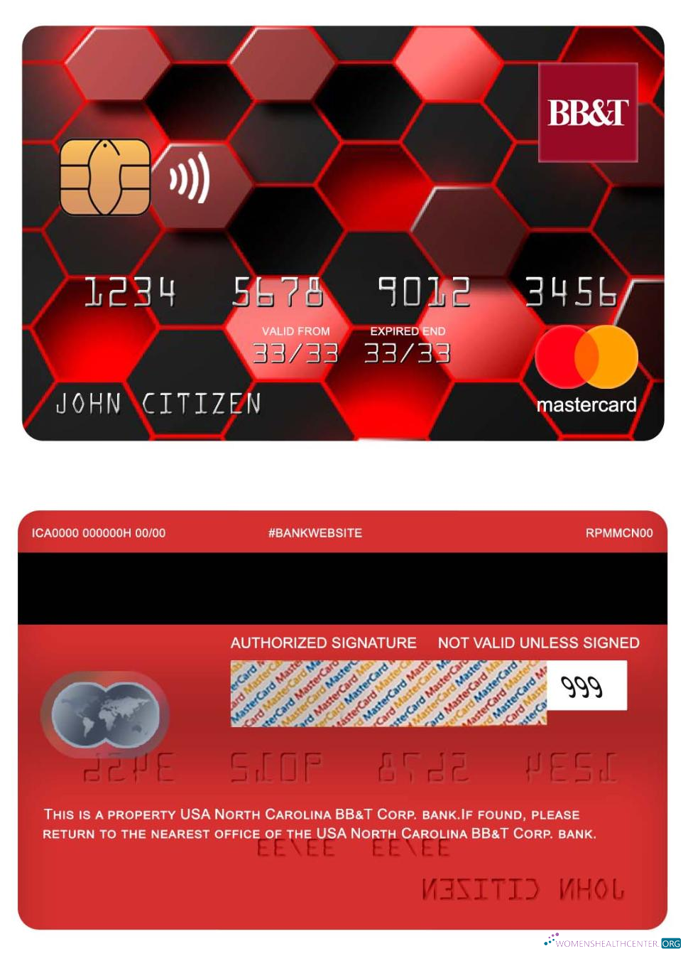 Professionelle Herunterladen USA Nord Carolina BB&T Corp. Bank Mastercard Photoshop Vorlage