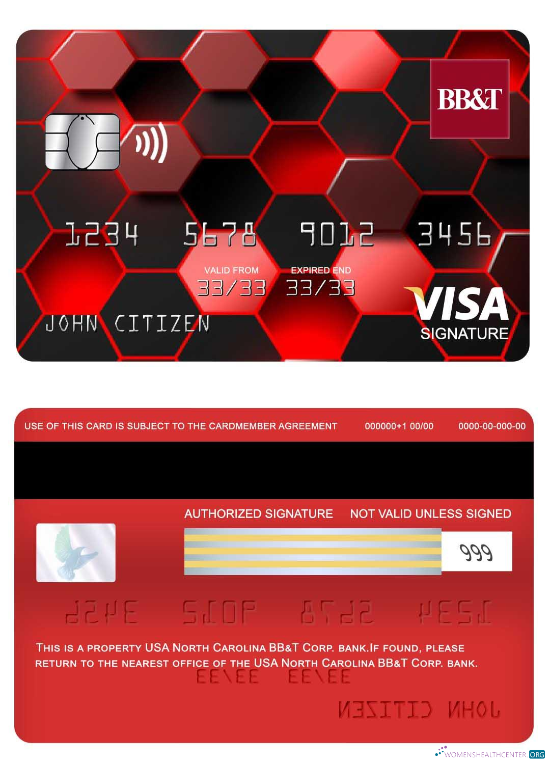 Premium Herunterladen USA Nord Carolina BB&T Corp. Bank Visa Signature Karte Photoshop Vorlage