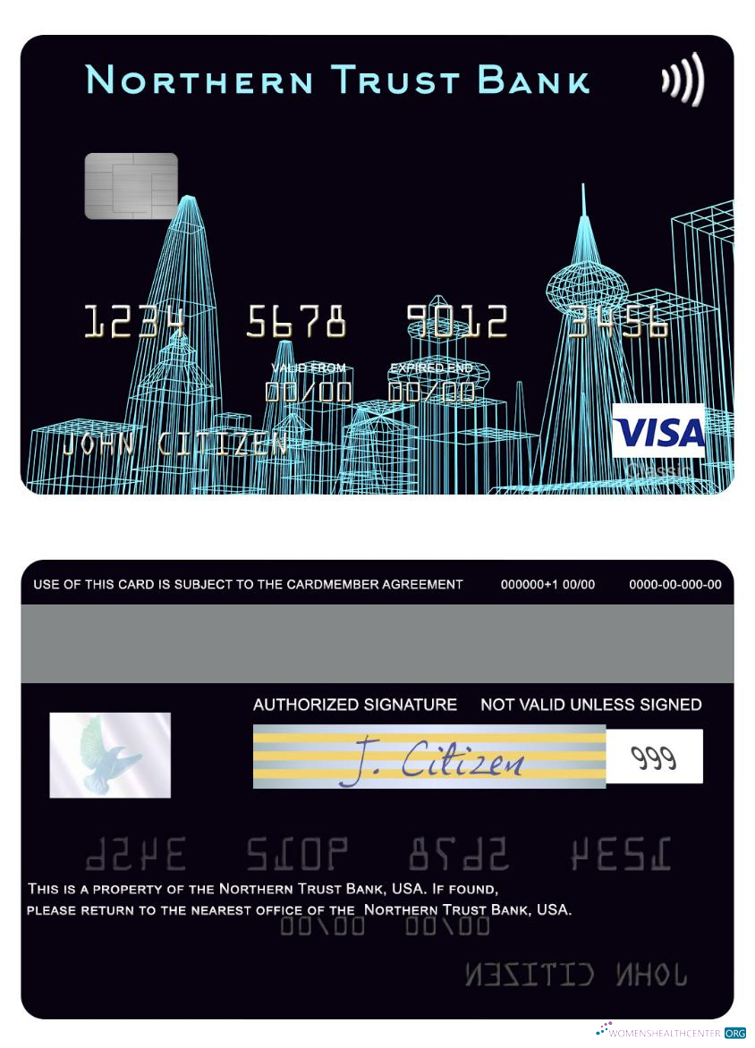 Professionelle Herunterladen USA Northern Trust Bank Visa Karte Photoshop Vorlage