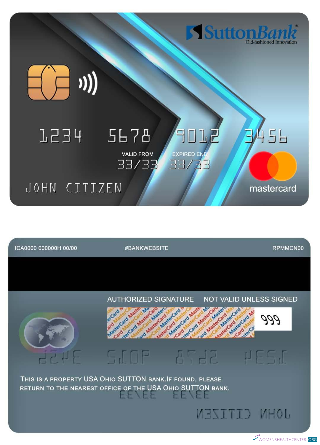 Professionelle Herunterladen USA Ohio SUTTON Bank Mastercard Photoshop Vorlage