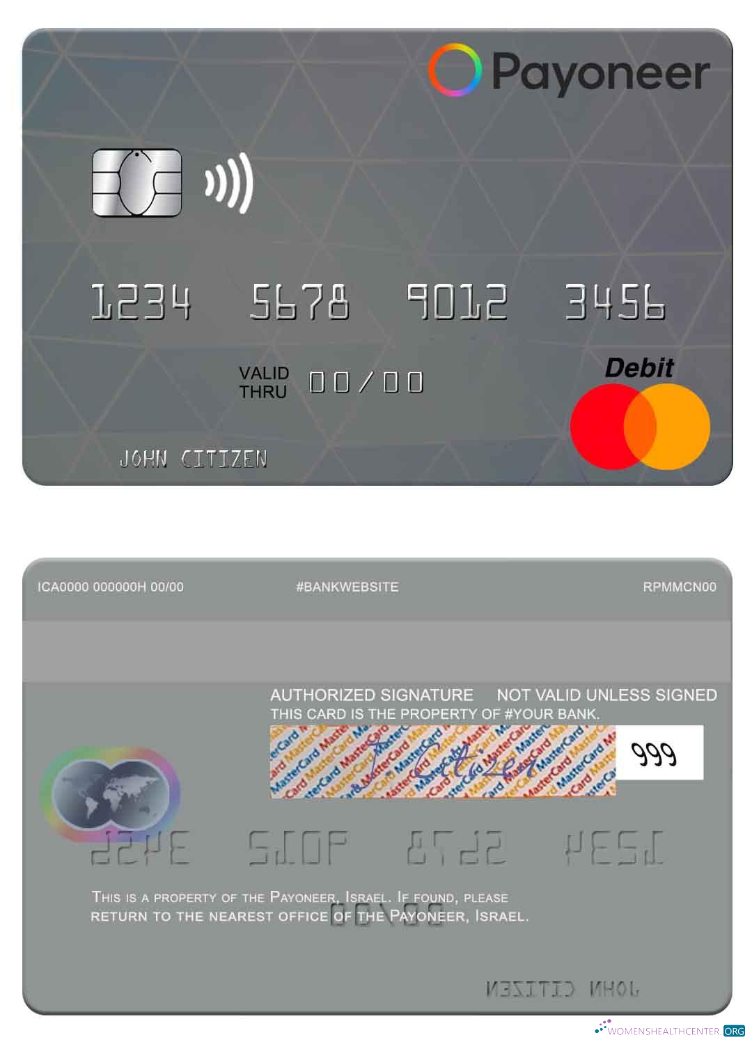 Professionelle Herunterladen USA Payoneer Mastercard Photoshop Vorlage