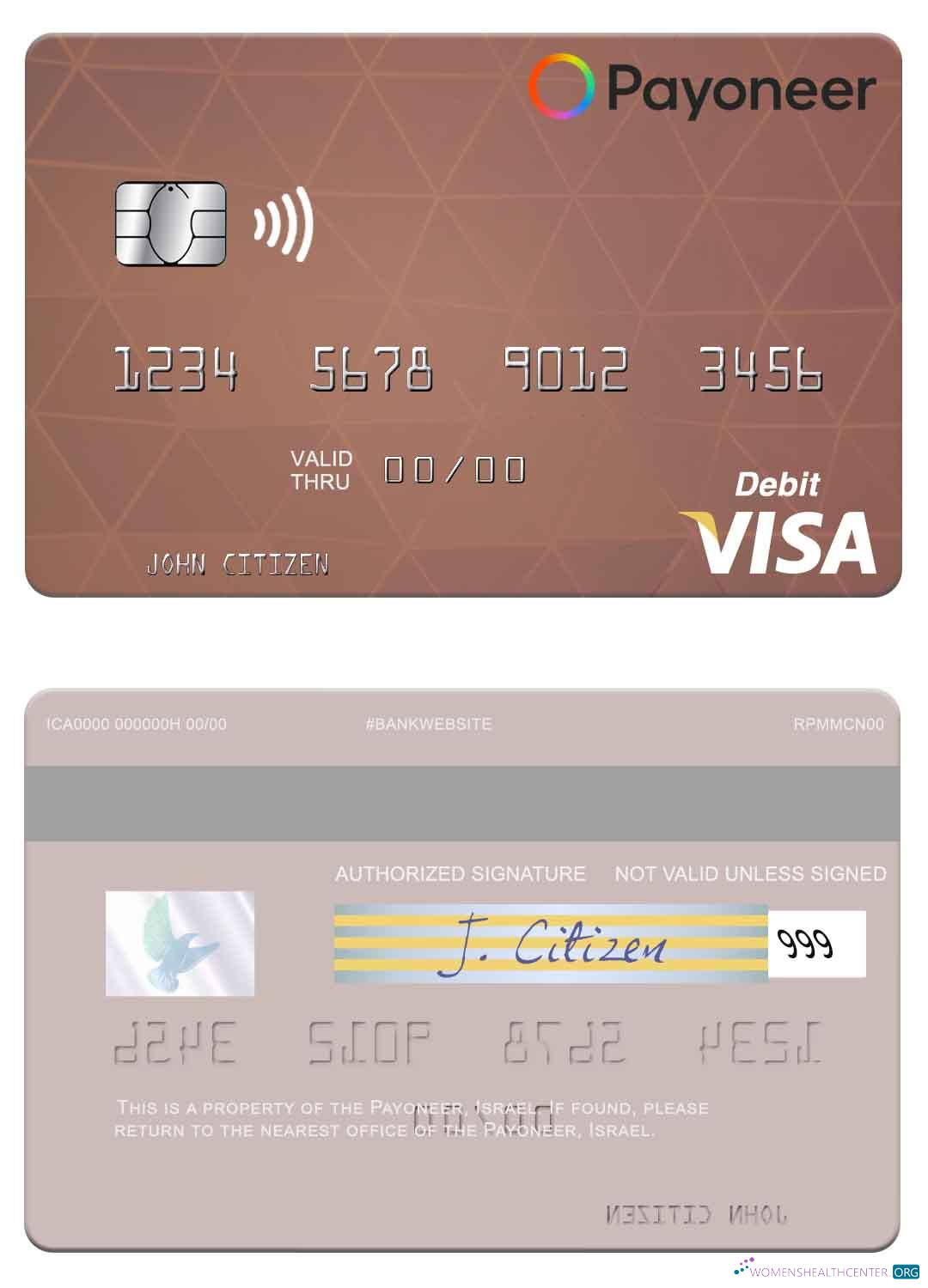 Premium Herunterladen USA Payoneer Visa Debit Karte Photoshop Vorlage