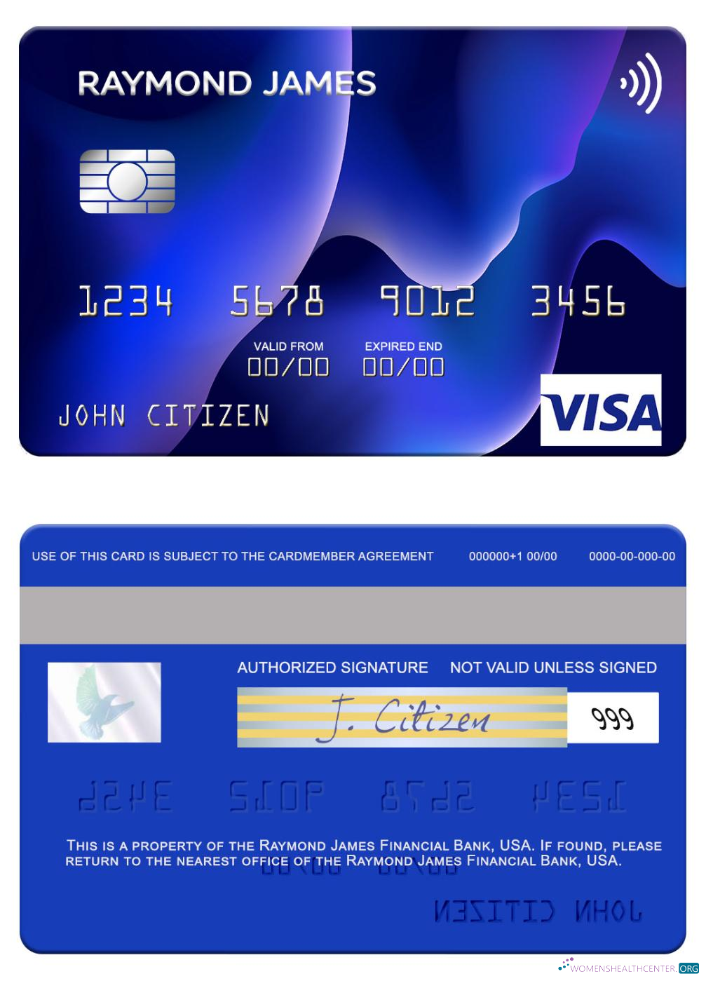 Hochwertige Herunterladen USA Raymond James Financial Bank Visa Karte Photoshop Vorlage
