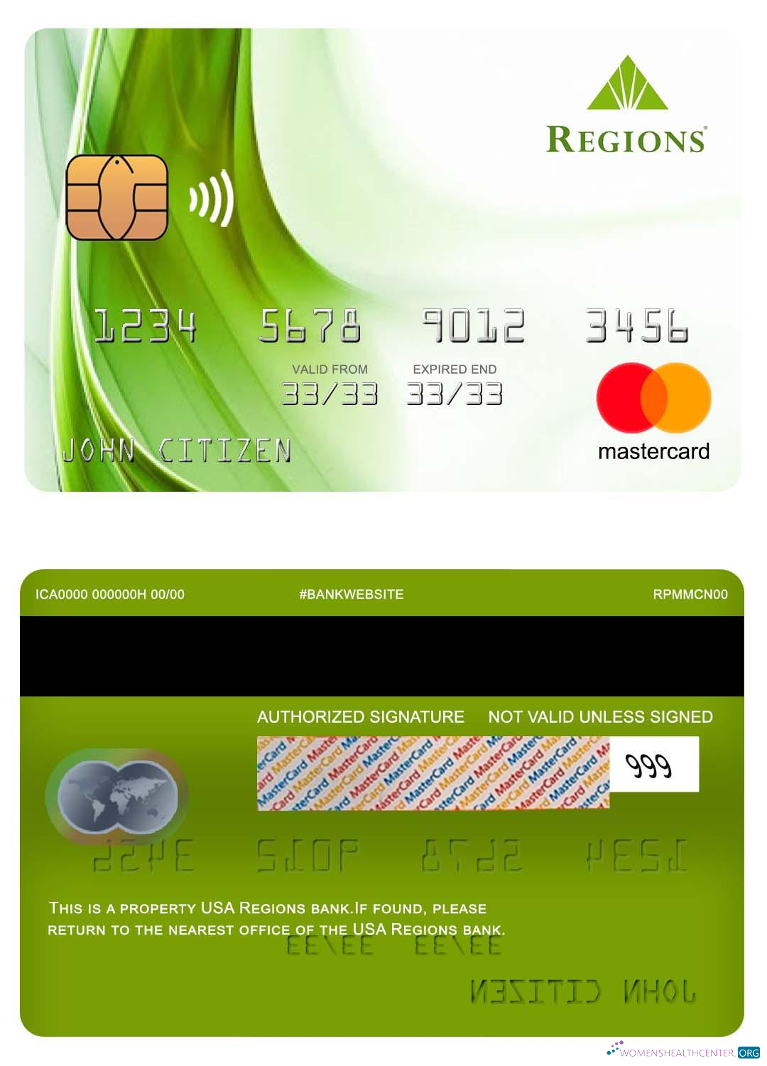 Editierbare Herunterladen USA Regions Bank Mastercard Photoshop Vorlage