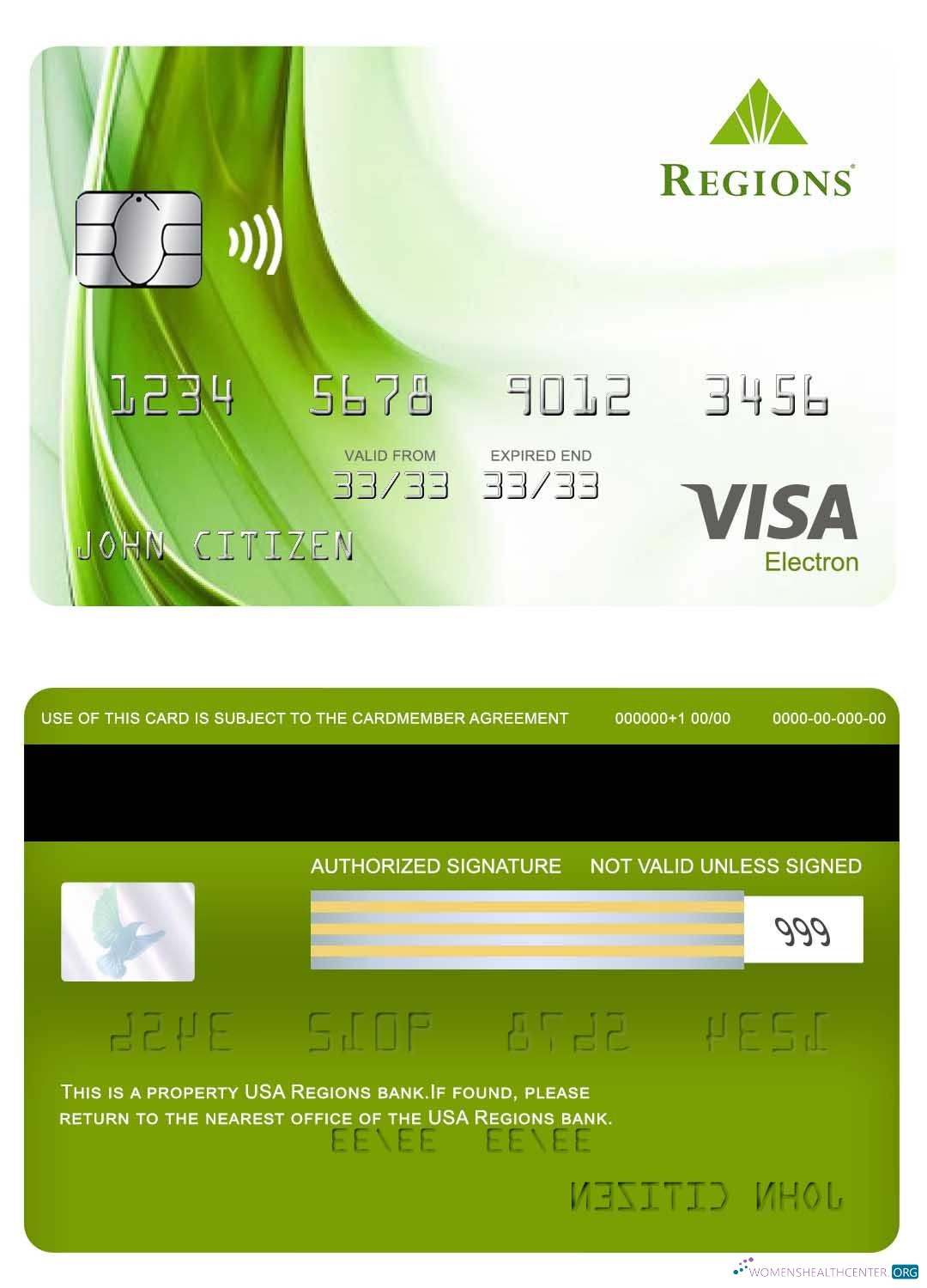 Realistische Herunterladen USA Regions Bank Visa Electron Karte Photoshop Vorlage