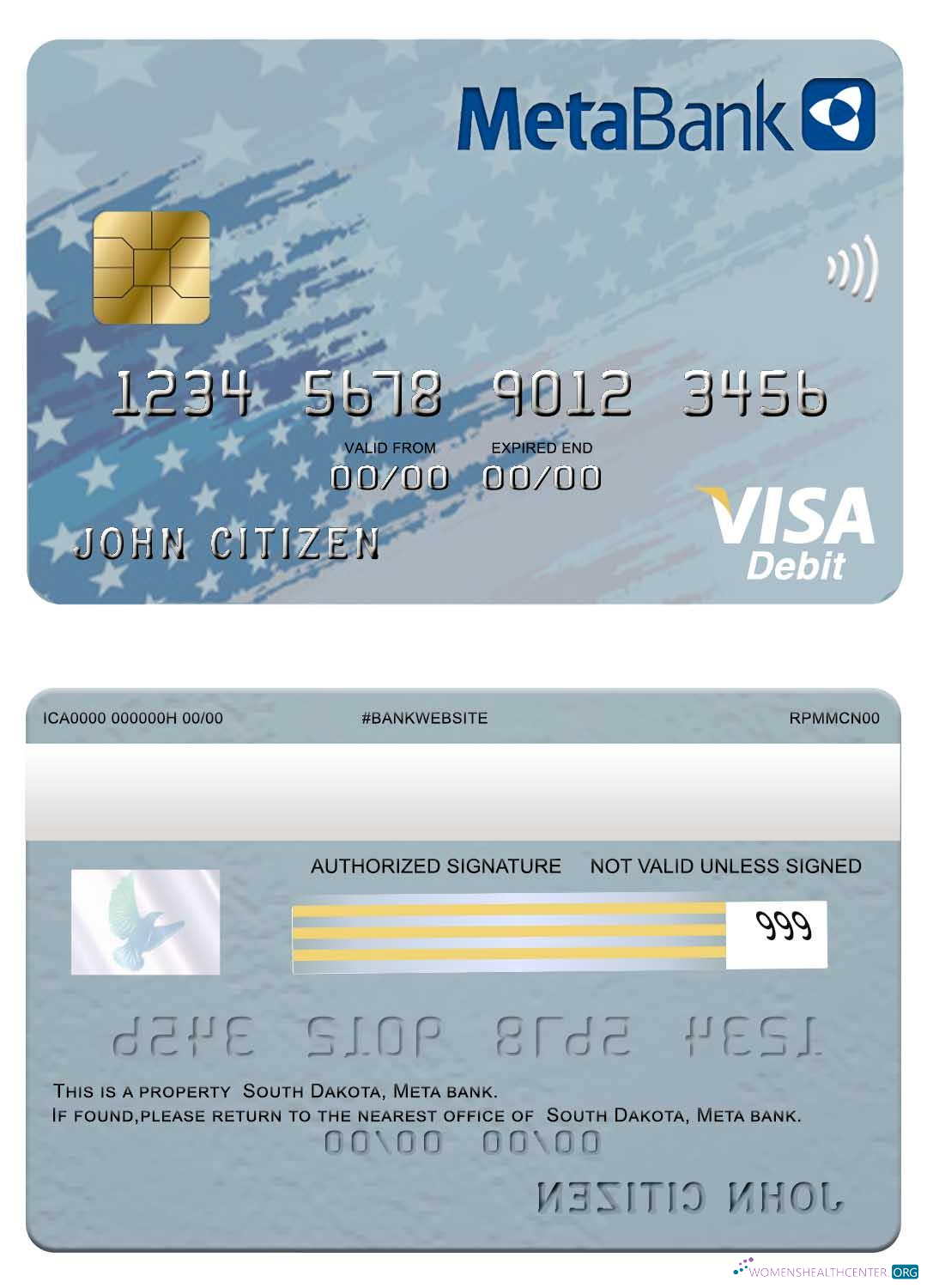 Professionelle Herunterladen USA Süd Dakota, Metabank, Visa Karte Photoshop Vorlage