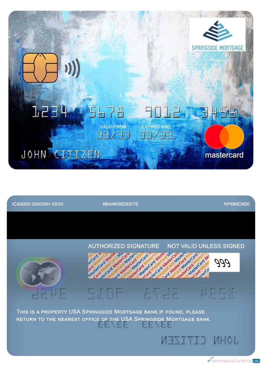 Professionelle Herunterladen USA Springside Hypothek Bank Mastercard Photoshop Vorlage