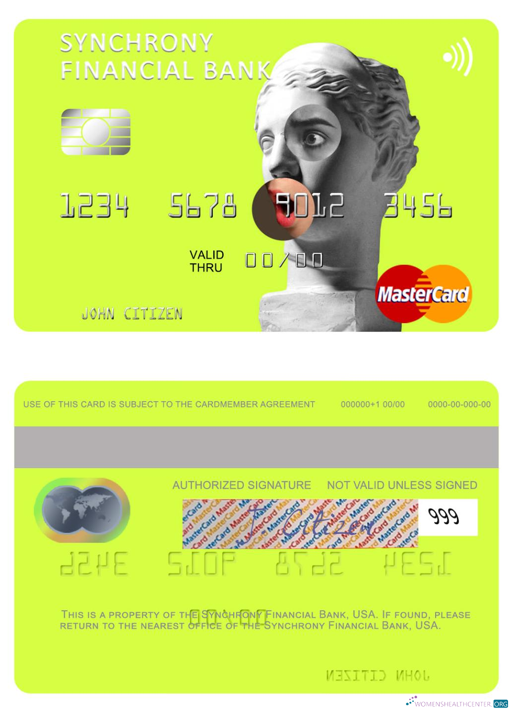 Professionelle Herunterladen USA Synchrony Financial Bank Mastercard Photoshop Vorlage