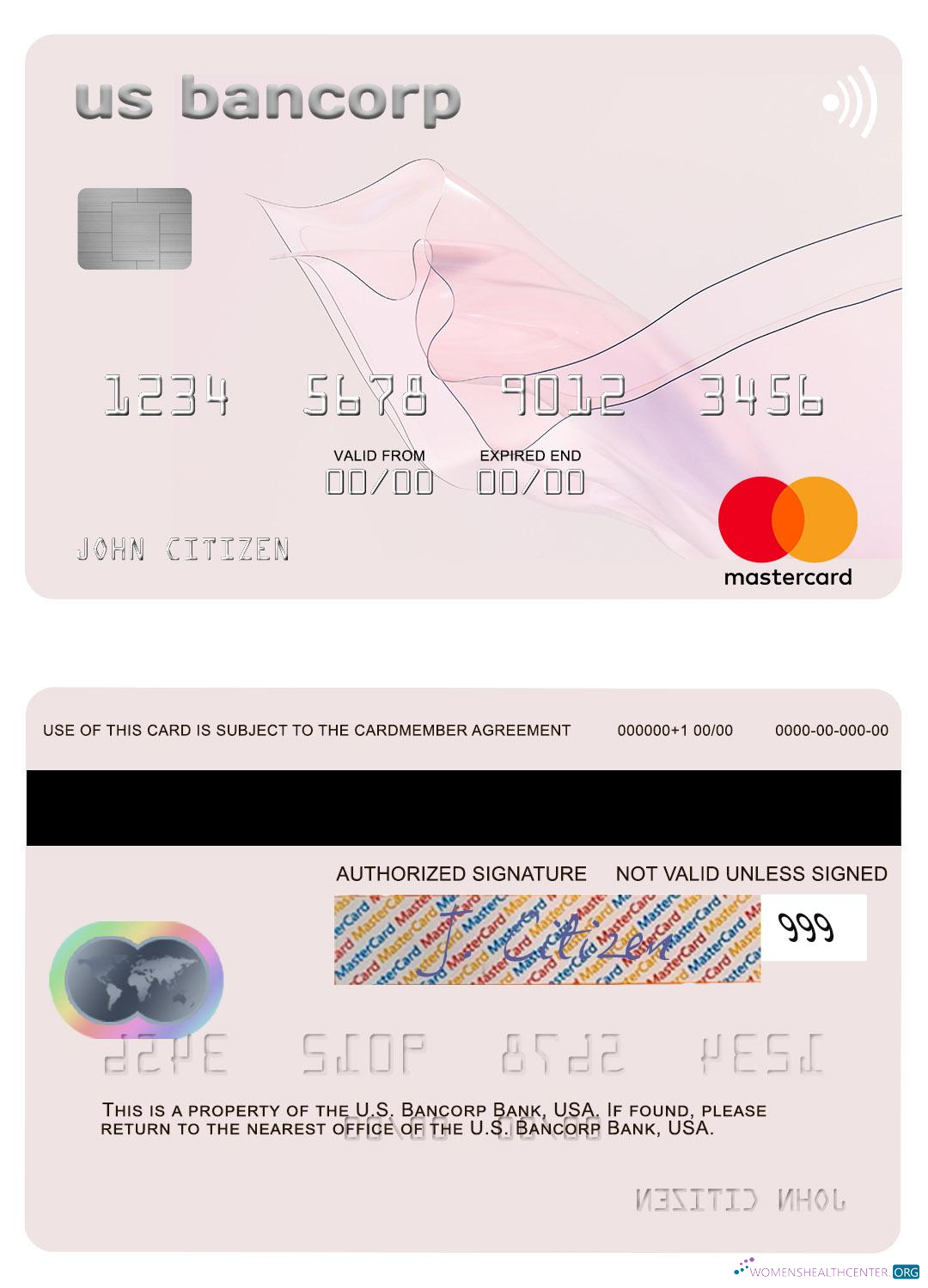 Professionelle Herunterladen USA U.S. Bancorp Bank Mastercard Photoshop Vorlage