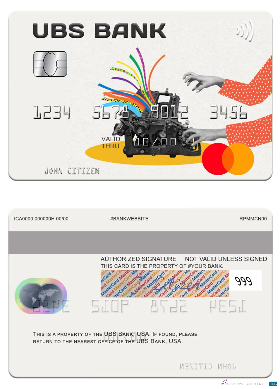 Premium Herunterladen USA UBS Bank Mastercard Photoshop Vorlage