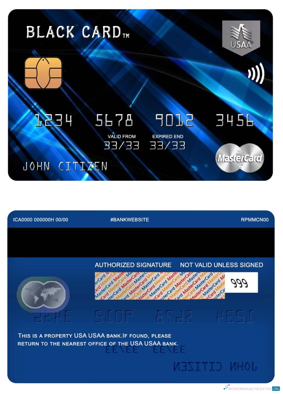 Editierbare Herunterladen USA USAA Bank Mastercard Photoshop Vorlage
