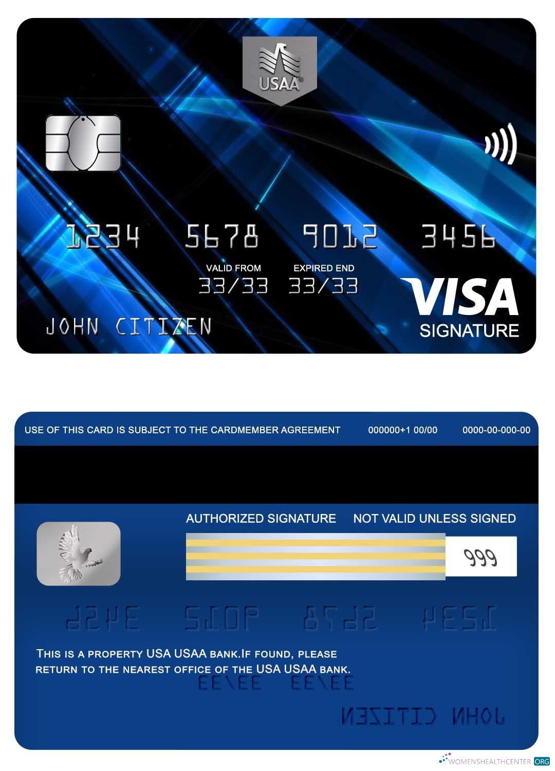 Premium Herunterladen USA USAA Bank Visa Signature Karte Photoshop Vorlage