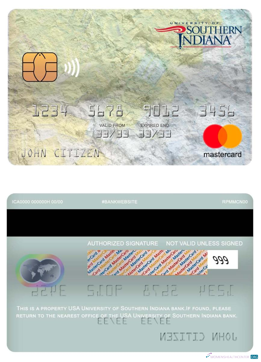 Professionelle Herunterladen USA University von Southern Indiana Bank Mastercard Photoshop Vorlage