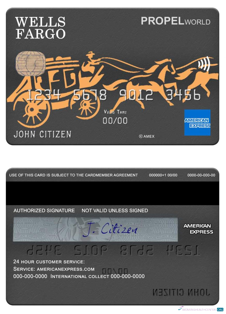 Realistische Herunterladen USA Wells Fargo Bank Amex Karte Photoshop Vorlage