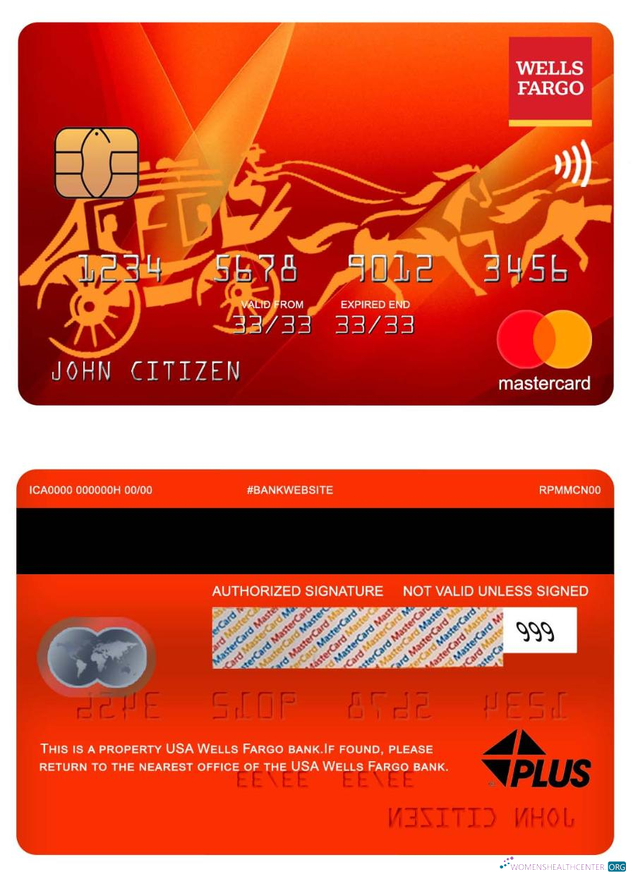 Realistische Herunterladen USA Wells Fargo Bank Mastercard Photoshop Vorlage
