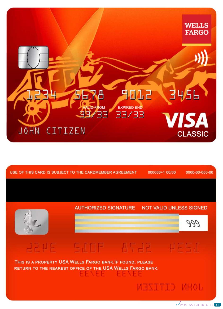 Premium Herunterladen USA Wells Fargo Bank Visa Classic Karte Photoshop Vorlage