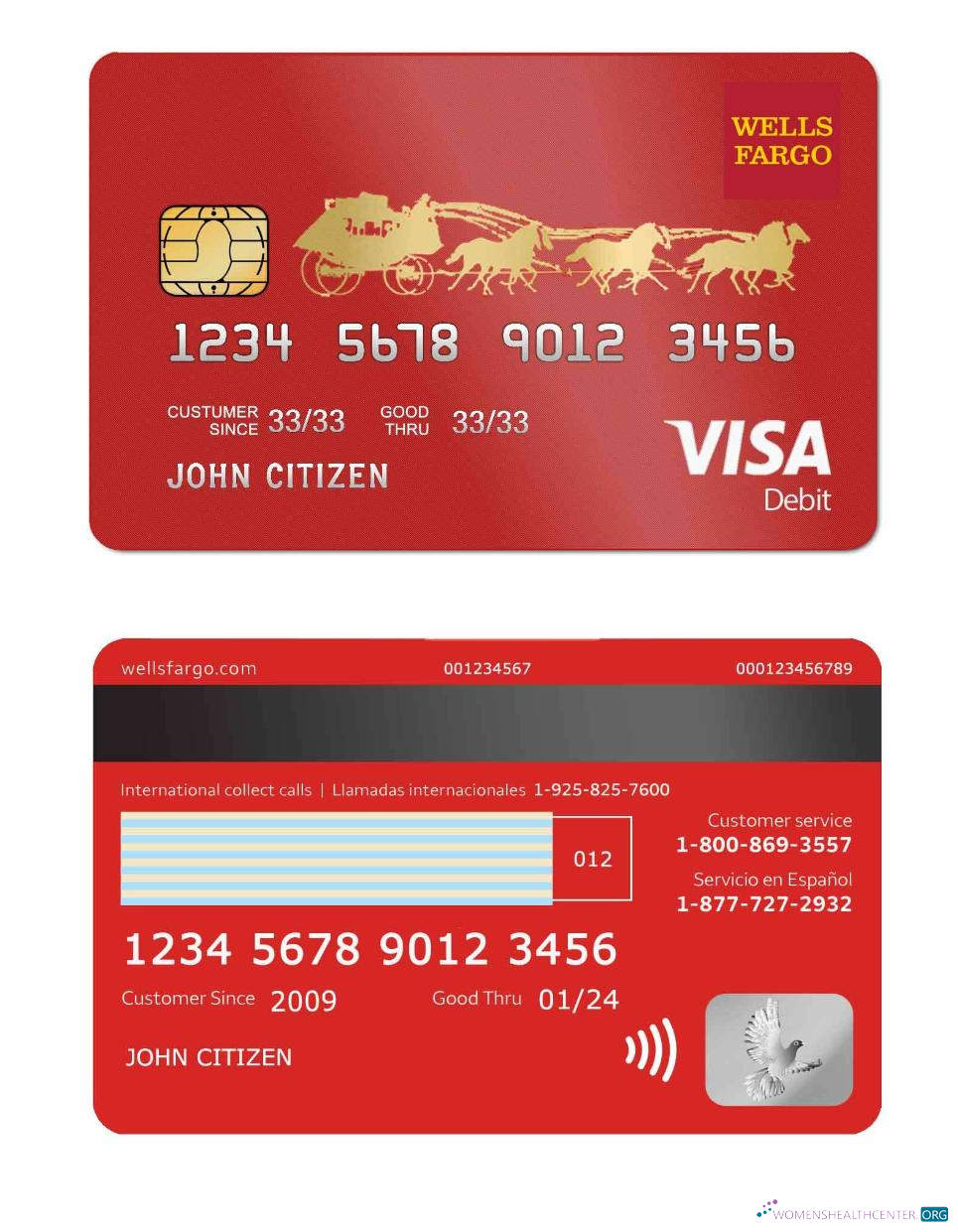 Hochwertige Herunterladen USA Wells Fargo Bank Visa Debit Karte Photoshop Vorlage