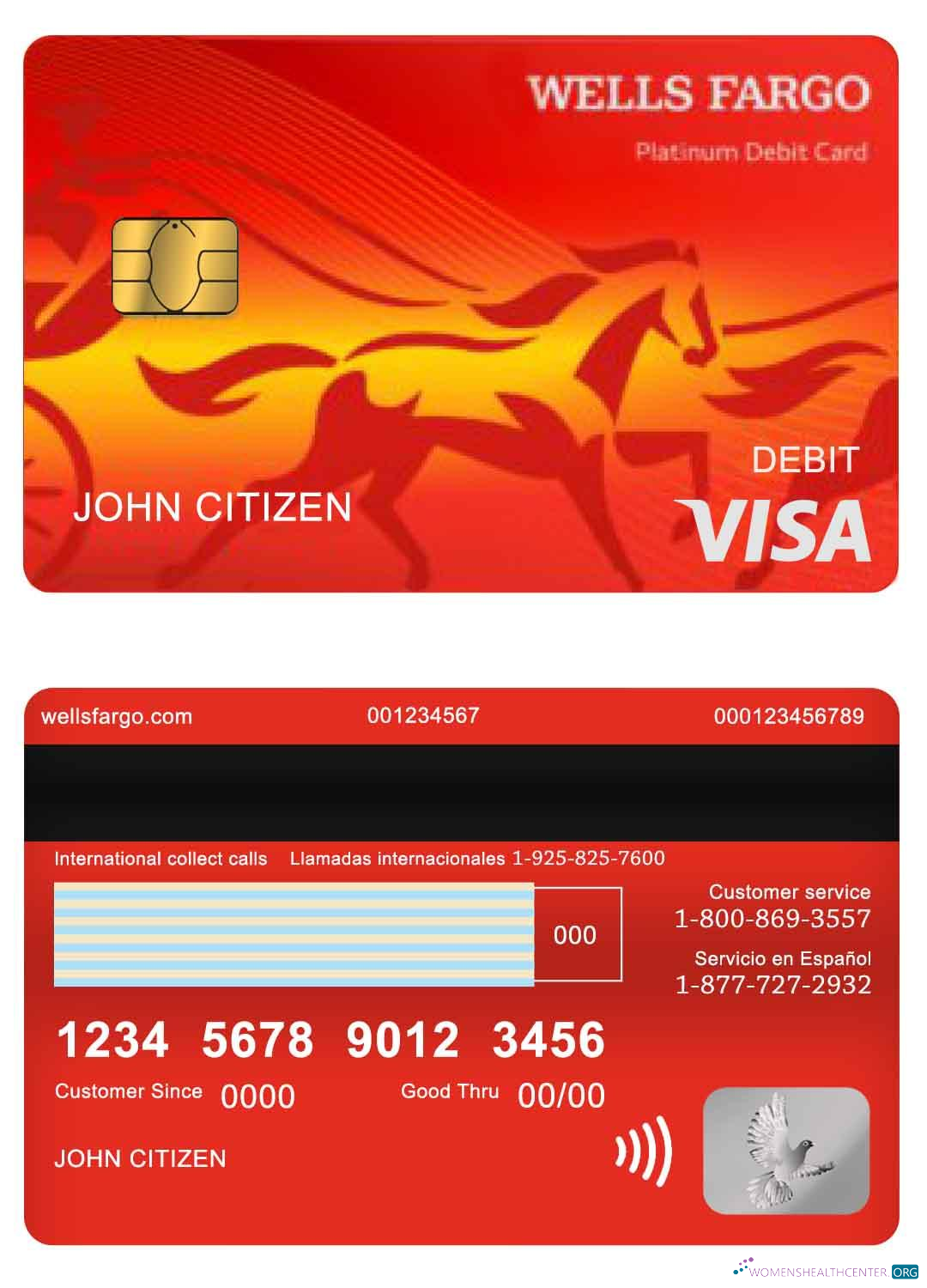 Realistische Herunterladen USA Wells Fargo Bank Visa Debit Karte Version 2 Photoshop Vorlage