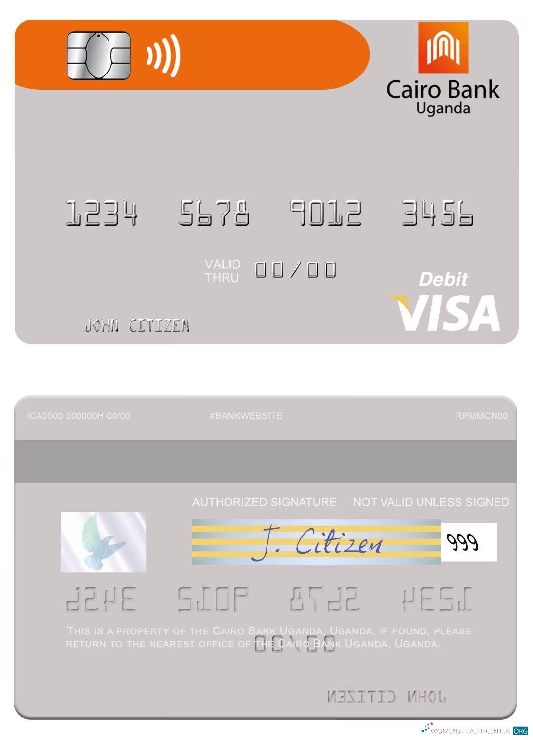 Hochwertige Herunterladen Uganda Cairo Bank Uganda Visa Debit Karte Photoshop Vorlage
